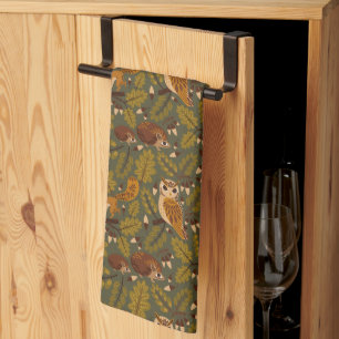Linge De Cuisine Créatures des bois et Motif Feuille