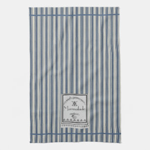 Linge De Cuisine Crème Bleue Bleue Style Français Stripes Marmalade