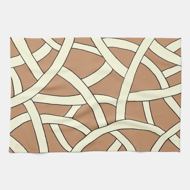 Linge De Cuisine Crème Brown à motif rayé (Horizontal)