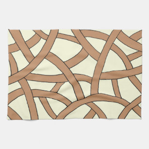 Linge De Cuisine Crème Brown à motif rayé