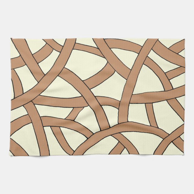 Linge De Cuisine Crème Brown à motif rayé (Horizontal)