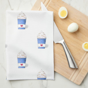 Linge De Cuisine Crème en latte et écaillée (bleu)