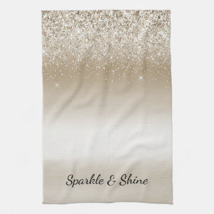 Linge De Cuisine Crème Or Paillettes Luxueuses Mariage