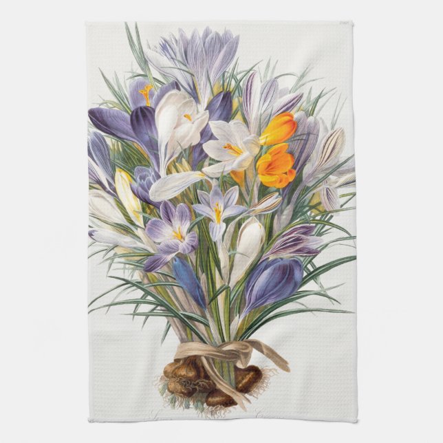 Linge De Cuisine Crocus Spring Flower Botanique Floral Art (Vertical)