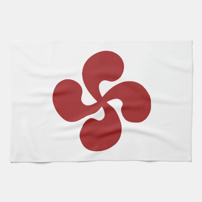 Linge De Cuisine Croix Basque Rouge Lauburu (Horizontal)