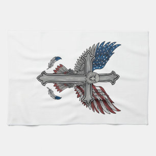 Linge De Cuisine Croix de l'Aigle Patriotique Gravure Vintage Vecte