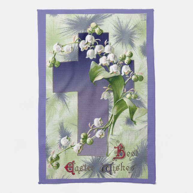 Linge De Cuisine Croix de Pâques du muguet (Vertical)