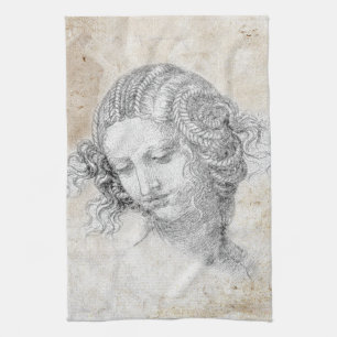 Linge De Cuisine Croquis de Léonard de Vinci Leda Parchemin Élégant