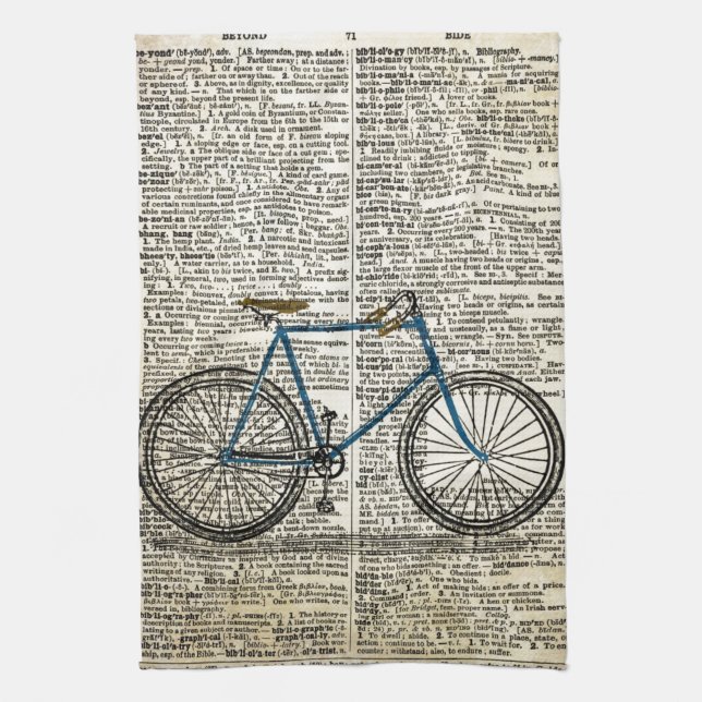 Linge De Cuisine Cru bleu de vélo de bicyclette d'impression d'art (Vertical)