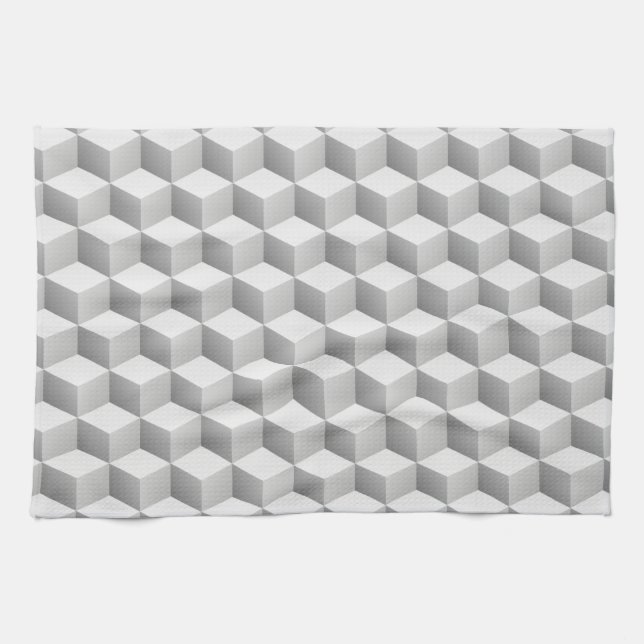 Linge De Cuisine Cubes d'apparence 3D gris blanc (Horizontal)