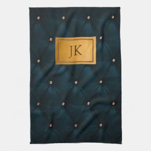 Linge De Cuisine Cuir Vert Élégant, Diamants, Monogramme