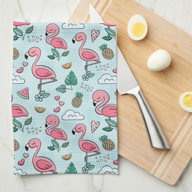Linge De Cuisine Cuisine assez rose de Flamants roses (Quart Plié)