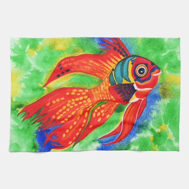 Linge De Cuisine Cuisine de conception de poissons/serviette de (Horizontal)