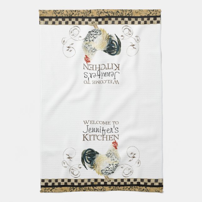 Linge De Cuisine Cuisine de coq noir & tan Check Balayage (Vertical)