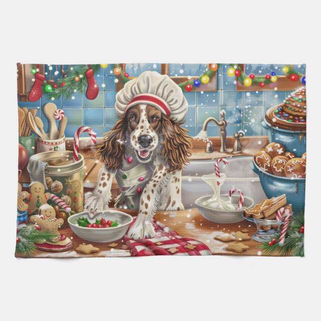 Linge De Cuisine Cuisine de vacances Setter anglais : Festive Chris (Horizontal)