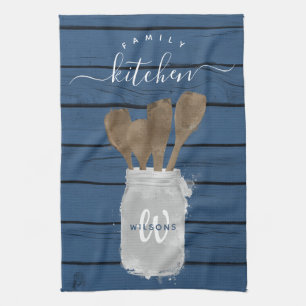 Linge De Cuisine Cuisine familiale Cuisine rustique Bleue Bois Jar 