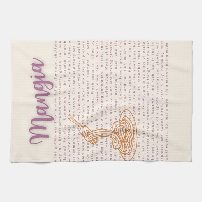 Linge De Cuisine Cuisine italienne Art Mur | Citation alimentaire " (Horizontal)