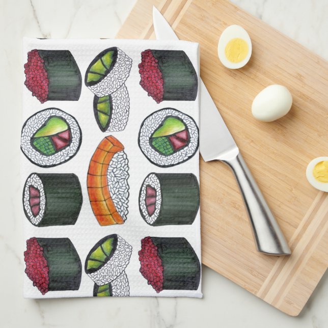 Linge De Cuisine Cuisine japonaise Sushi Tuna Roll Saumon Nigiri Fo (Quart Plié)