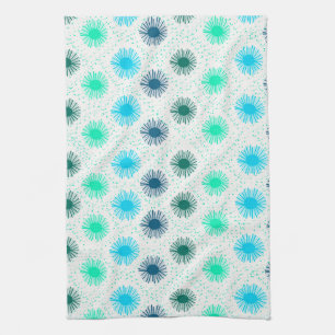 Linge De Cuisine Cuisine moderne bleu vert du milieu du siècle