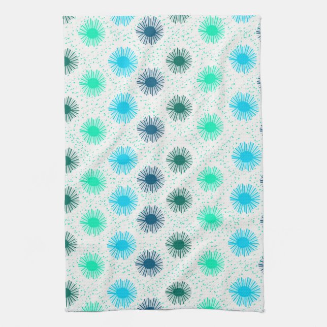 Linge De Cuisine Cuisine moderne bleu vert du milieu du siècle (Vertical)