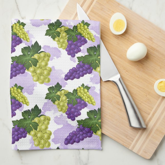 Linge De Cuisine Cuisine motif carrelée de raisin mignonne (Quart Plié)
