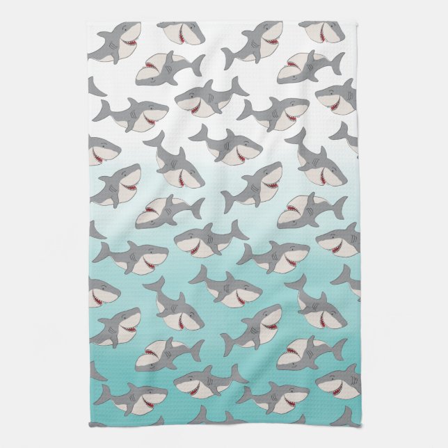 Linge De Cuisine Cuisine Motif de nettoyage de  Ombre Blue Shark (Vertical)