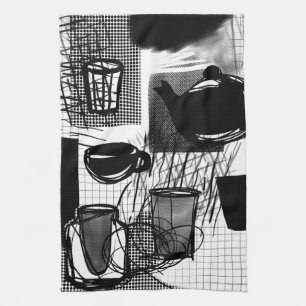 Linge De Cuisine Cuisine noir et blanc