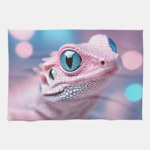 Linge De Cuisine Cuisine Petit Lézard Rose aux Grands Yeux Bleus