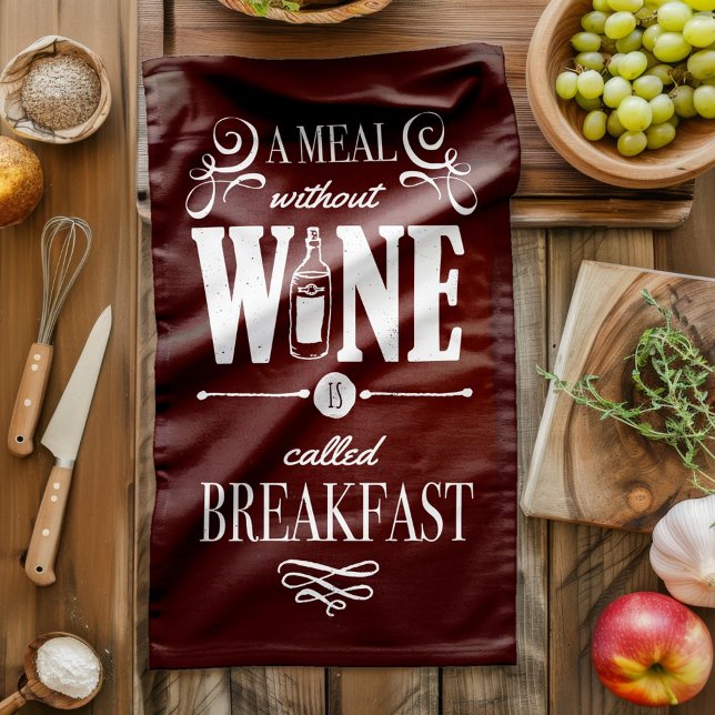Linge De Cuisine Cuisine Sagesse Repas Sans Vin (A perfect housewarming gift for wine lovers or just have it up as a kitchen towel.)