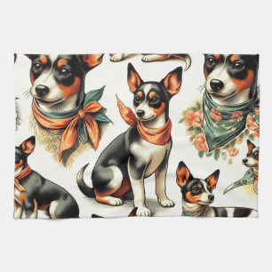 Linge De Cuisine Cuisine Vintage Rat Terrier sans couture