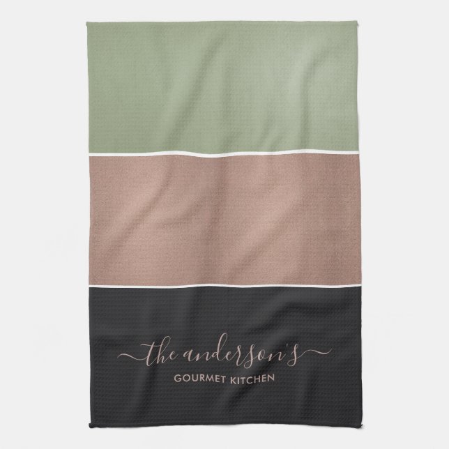 LINGE DE CUISINE CUIVRE ROSE BLANCHE ROSE VERTE NOIRE BLANCHE (Vertical)