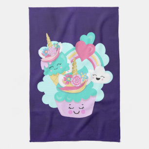 Linge De Cuisine Cupcake mignonne et crème glacée joyeuse