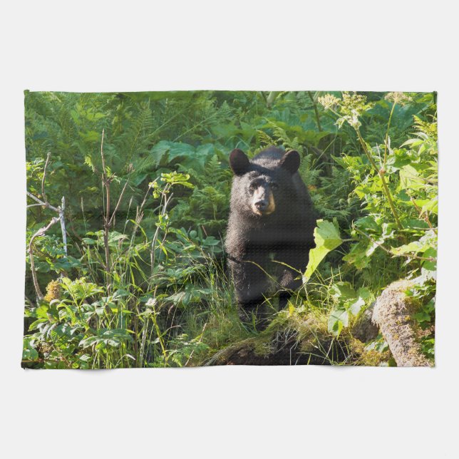 Linge De Cuisine Curieux ours noir (Horizontal)