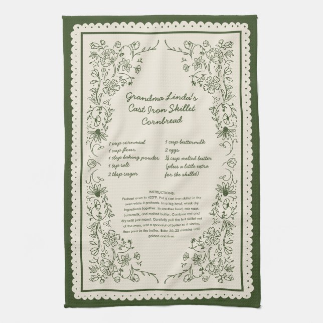 Linge De Cuisine Custom Family Recipe Kitchen Towel Keepsake (Vertical)