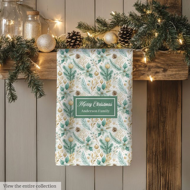 Linge De Cuisine Custom Kitchen Towel White Poinsettia Christmas (Custom Kitchen Towel White Poinsettia Christmas Gift)