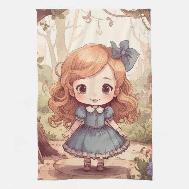 Linge De Cuisine Cute Alice in Wonderland Whimsical Woodland Art (Vertical)
