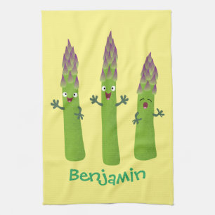 Linge De Cuisine Cute asperges chantant un trio végétal dessin anim