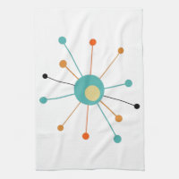 Cute Atomic Star Retro Turquoise Orange Midsiècle