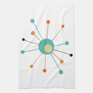 Linge De Cuisine Cute Atomic Star Retro Turquoise Orange Midsiècle