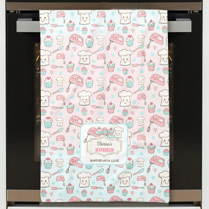 Linge De Cuisine Cute Baking Pink Blue Cupcake Nom