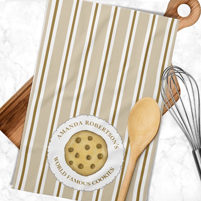 Linge De Cuisine Cute biscuit à base de chocolat rayé blanc (With cute chocolate chip cookie design.)
