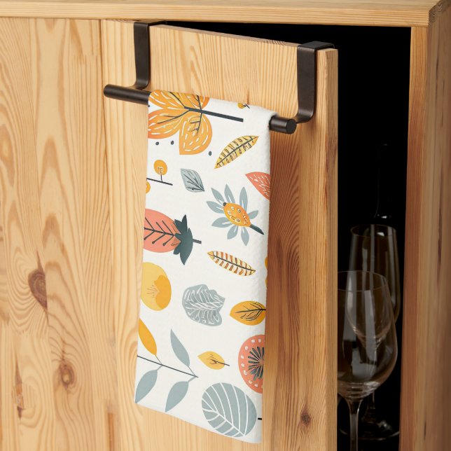 Linge De Cuisine Cute Boho Automne Automne Motif Orange Turquoise J (Pliage en tiers)