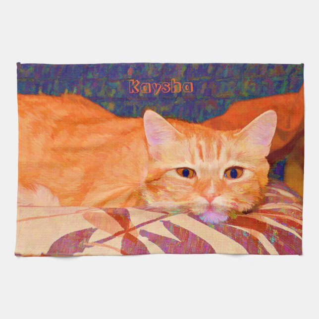 Linge De Cuisine Cute Bright Orange Tabby Cat (Horizontal)