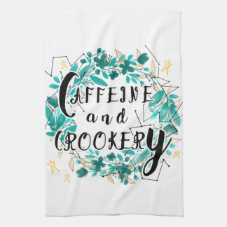 Linge De Cuisine Cute caféine et Crookery Citation Typographie