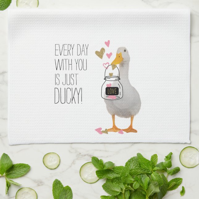 Linge De Cuisine Cute Canard Valentine (Plié)