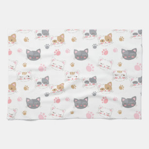 Linge De Cuisine Cute chat face chats souriants motif