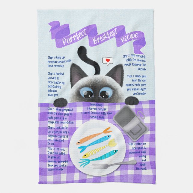 Linge De Cuisine Cute chat siamese (Vertical)