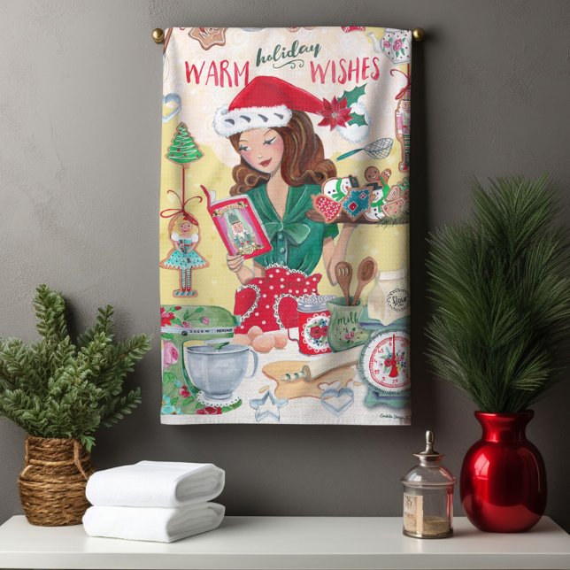 Linge De Cuisine Cute Chirstmas Nutcracker Cookies Mme Père Noël Fe (Chirstmas Nutcracker Backing Cookies Woman Kitchen Towel)