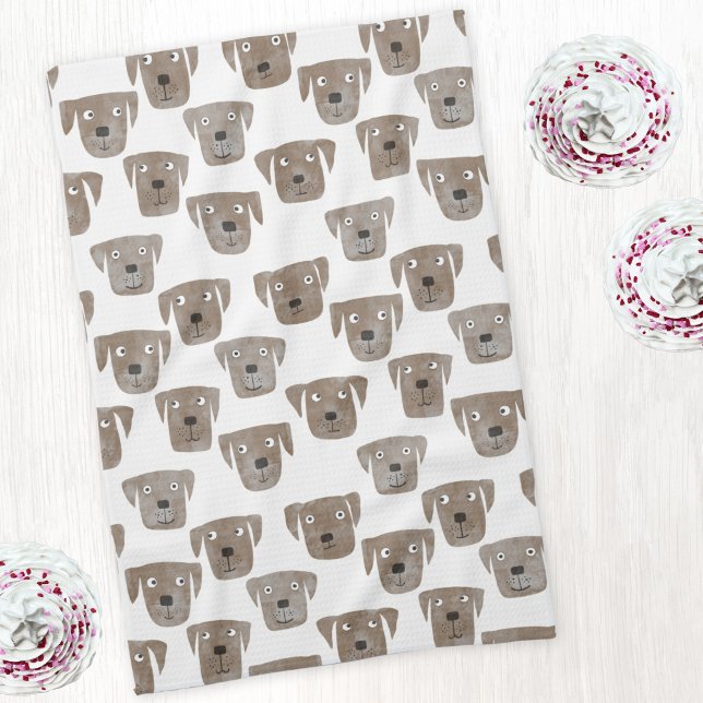 Linge De Cuisine Cute chocolat Labrador Retriever Chien Aquarelle (Chocolate Labrador Retriever Dog watercolor art kitchen tea towel)