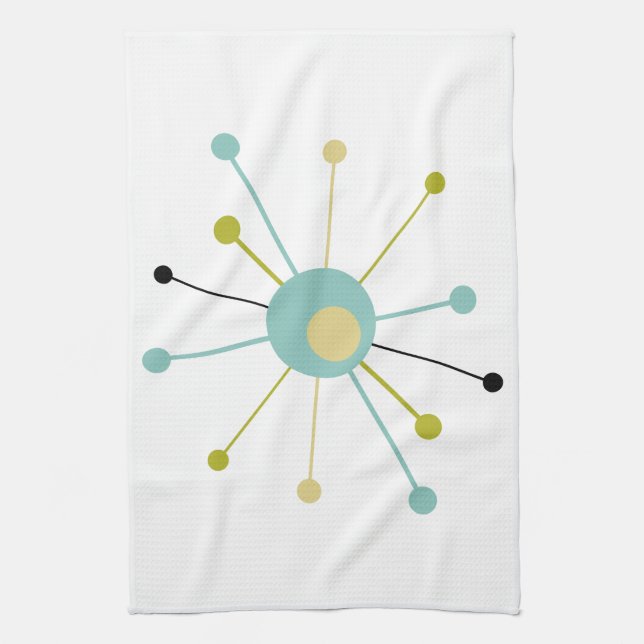 Linge De Cuisine Cute étoile atomique rétro Turquoise Jaune Midsièc (Vertical)